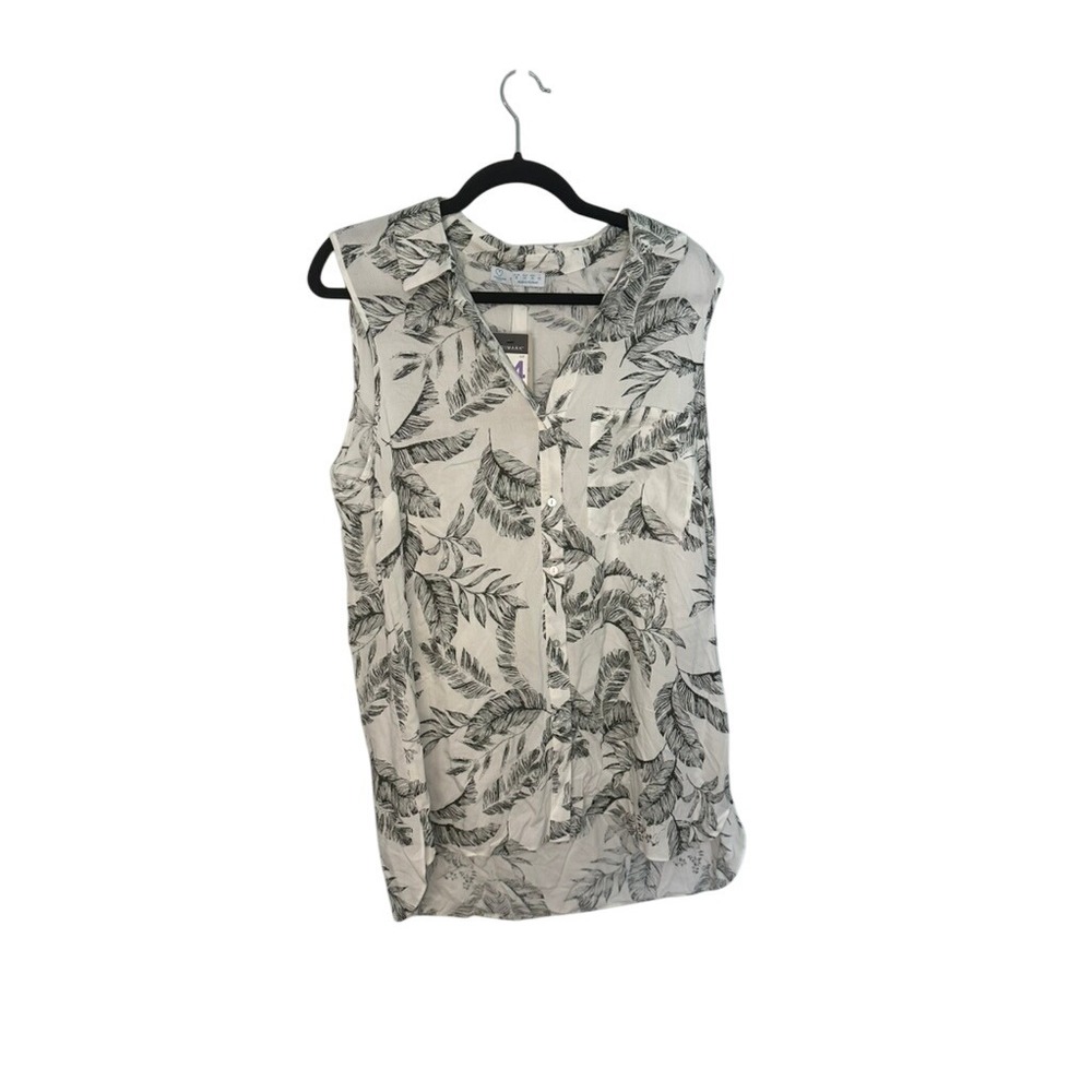 Primark Sleeveless Button Down Shirt Women's Size 14 Leaf Print Tropical NWT